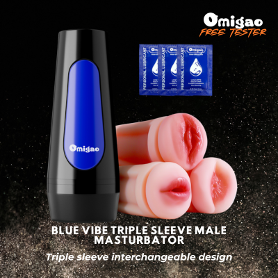 Free Toy: Blue Vibe Triple Sleeve Pocket Stroker Features